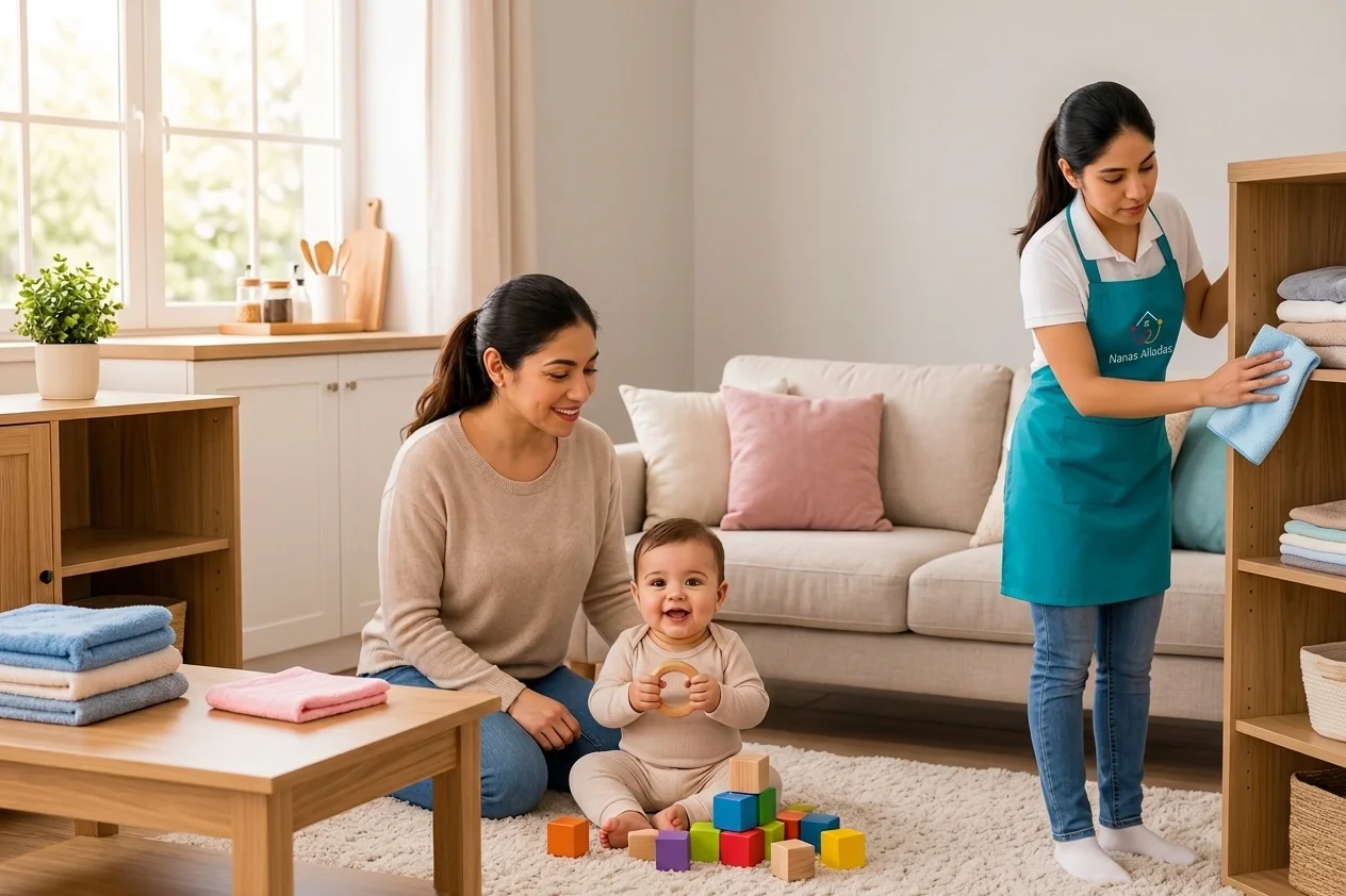 Niñera con apoyo en las tareas del hogar